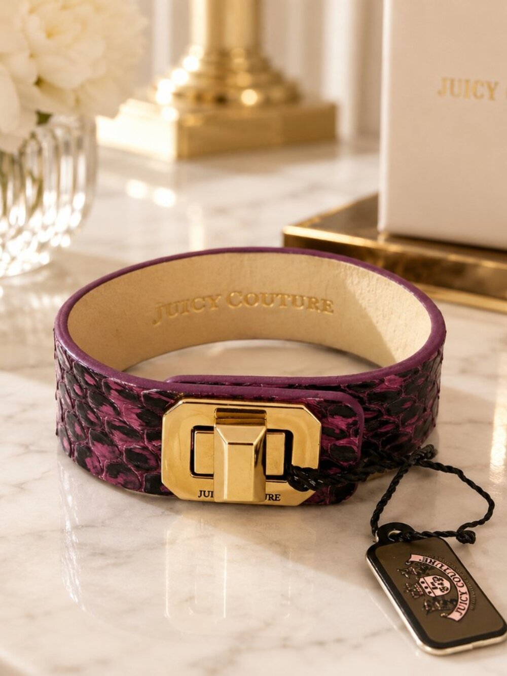 Juicy Couture Purple Snakeskin Turnlock Bracelet